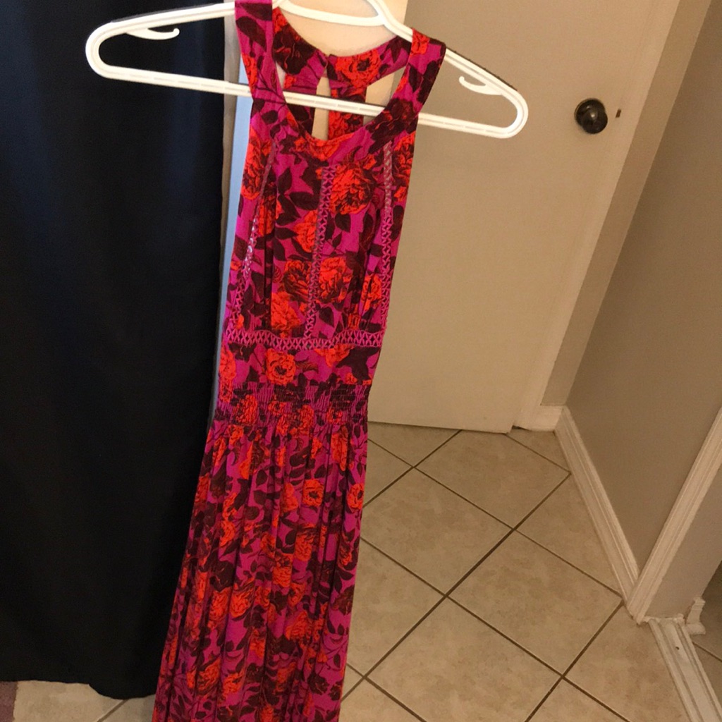 Floral Pink And Red Maxi Dress